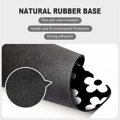 Square Mouse Pad Black White Flowers, Personalized Premium-Textured Custom Mouse Mat Design, Washable Mousepad Cloth, Non-Slip Rubber Base Computer Mouse Pads for Wireless Mouse