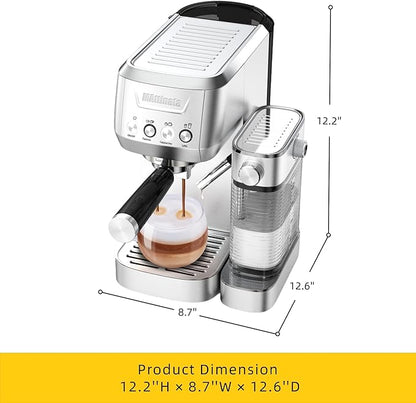 MAttinata CM1632 Cappuccino Coffee Machine 20 Bar, Professional Espresso Machines for Home with Automatic Milk Frothering System, Barista Compact Latte Maker for Coffee Lovers, Stainless Steel