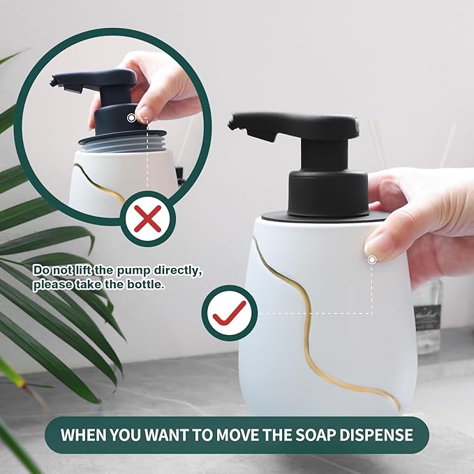 BosilunLife Automatic Soap Dispenser Bathroom - Liquid Hand Free Dispenser Smart Electric Lotion Soap Dispenser Touchless with Waterproof Pump Rechargeable Dish Soap Dispenser Ceramic White, 17oz
