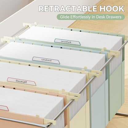 Plastic Hanging File Folders,Letter Size,6 Pack Heavy Duty 4" Expansion,Extra Capacity Hanging Folders with Tabs,Filing Cabinet Organizer for Office Home School,for Bulky Files,Pastel Color