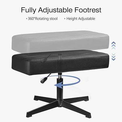 VECELO Under Desk Footrest, PU Ergonomic Foot Rest with Comfort Padding, Height Adjustable for Relieving Leg Pain, Stiffness, Black
