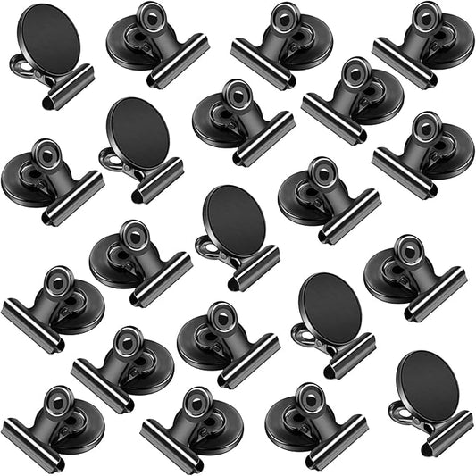 VNDUEEY 20 Pack Black Fridge Magnets Magnetic Clips Refrigerator Magnet, Magnet Clips for Whiteboard Locker, Clip Magnets for Home, School, Office, Magnetic Paper Clip Holder