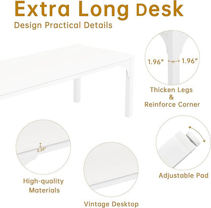 19FT Conference Table, Super Sturdy Large Rectangle Meeting Seminar Table, Office Desk for Meeting Room Study Writing Printer Table, Long Business Tables for 16-22 Person, 6 Pcs White