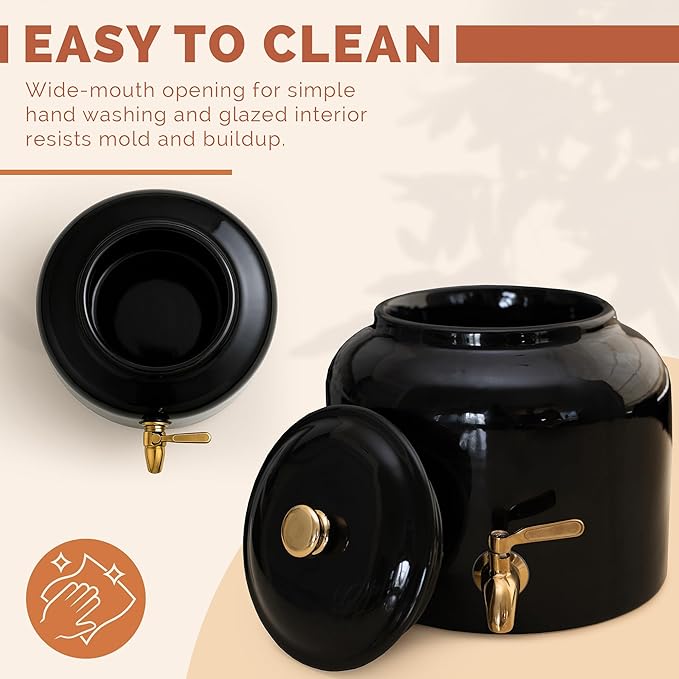 Ceramic Water Dispenser- Drink Dispenser – Versatile Countertop Solution for Home or Office – 3 to 5 Gallon Jug Holder – Premium Water Crock