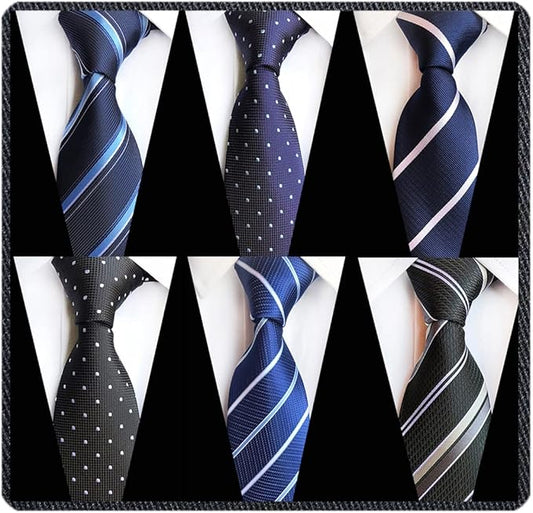 Adulove Men's Necktie Classic Silk Tie Woven Jacquard Neck Ties 6 PCS
