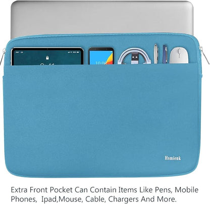 14 inch Laptop Sleeve, Shockproof Protective Notebook Cover Bag with Accessory Pocket, Durable Carrying Laptop Case Compatible for MacBook HP Lenovo Dell Asus Acer, Sky Blue
