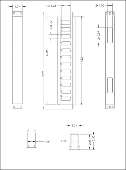 Raising Electronics 1U Horizontal Rack Mount Cable Management Unit with Panel Plastic 19" Rack Mount
