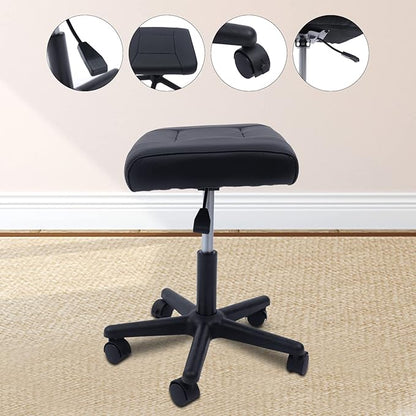 Office Footrest,Leg Rest Rolling Chair,Rolling Swivel Stool,Backless Height Adjustable Stool,Rest Ottoman Under Desk,Foot Stool with Wheels for Home Desk Counter Salon
