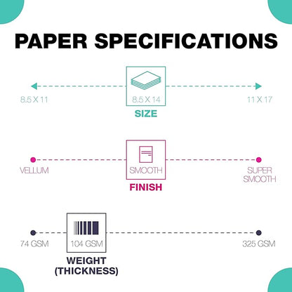 Springhill 8.5” x 14” Ivory Copy Paper, 28lb Bond/70lb Text, 104gsm, 2,000 Sheets (8 Ream) – Colored Printer Paper with Smooth Finish – Versatile and Flexible Computer Paper – 024160C