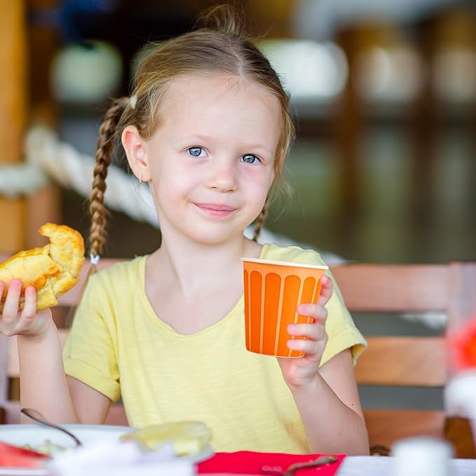 LITOPAK 540 Pack 5 oz Disposable Paper Cups, Purple and Orange Disposable Paper Snack Cups, Small Mouthwash Cups for Home, Bathroom, Picnic, Party, and Events