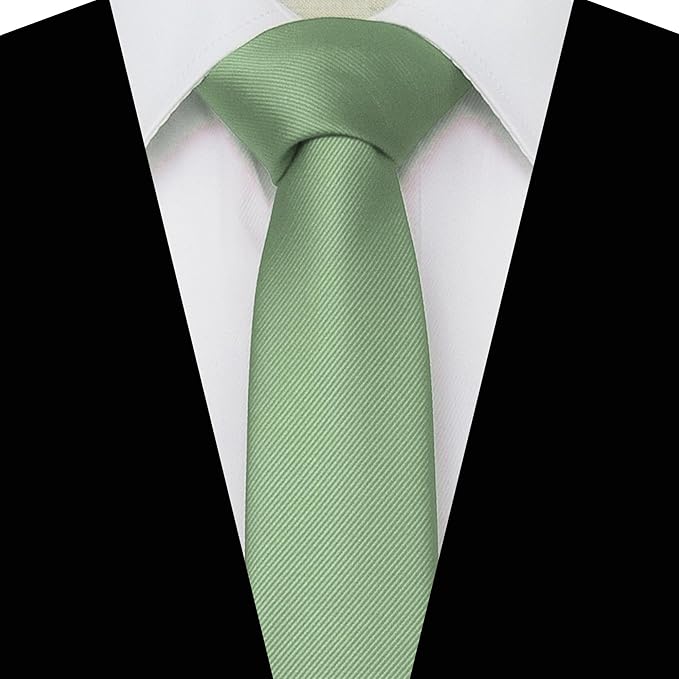JEMYGINS 2.4" Solid Color Skinny Tie Slim Necktie for Men