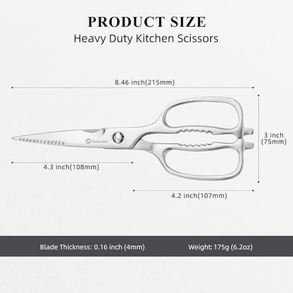 Sunnecko Kitchen Scissors for Food, Heavy Duty Scissors All Purpose Kitchen Shears That Come Apart, 8.5 Inch Fully Forged Stainless Steel