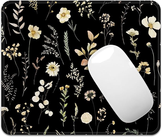 Square Mouse Pad with Stitched Edge, Premium Mousepad Washable Cloth. Computer Mouse Pad with Non-Slip Rubber Base, Mouse Pads for Computers Laptop Mouse 9.25x7.75x0.12 inch-Flower3