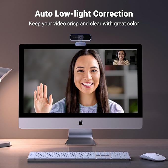 UGREEN 1080P Webcam with Microphone, Full HD USB Web Camera, 85° FOV, Noise-Canceling, Plug and Play, Auto Light Correction, Video Webcam for Streaming/Conferencing, Zoom/Skype/YouTube, Switch 2