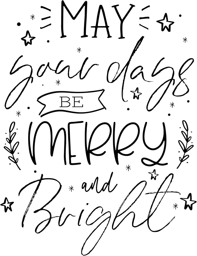 Christmas Holiday Word Phrases Sentiment Wooden Stamp, Rubber Wood Stamp for DIY Card Making, Crafting, Scrapbooking or Journaling, Calligraphy Word Art Merry Christmas (Design #6)