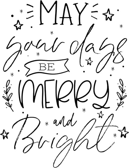 Christmas Holiday Word Phrases Sentiment Wooden Stamp, Rubber Wood Stamp for DIY Card Making, Crafting, Scrapbooking or Journaling, Calligraphy Word Art Merry Christmas (Design #6)