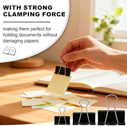 340 Pcs Paper Clips Binder Clips Set, Assorted Size Paperclips Binder Clips Large Medium & Small Size, Cute Office Supplies Set for School Supplies and Desk Essentials (Black)