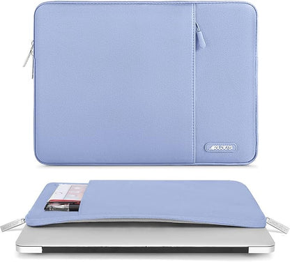 MOSISO Laptop Case 16 inch, 15-15.6 inch Laptop Sleeve Compatible with MacBook Pro 16 M4 M3 M2 M1, HP Acer Dell Lenovo ASUS Notebook, Polyester Vertical Computer Sleeve Bag with Pocket, Pastel Blue