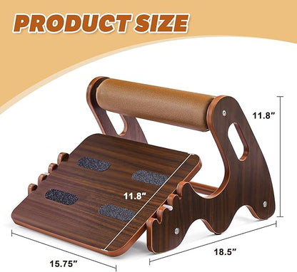 Foot Rest for Under Desk at Work- Adjustable Rocking Foot Stool with 3 Height Positions and Soft Crossbar, Ergonomic Wooden Footrest with Anti-Slip Surface for Home, Office