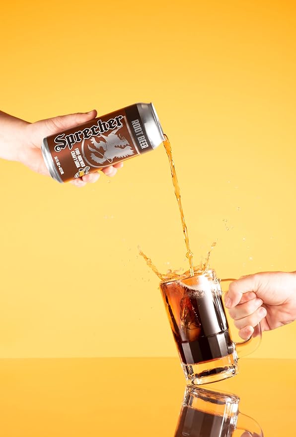 Sprecher Root Beer, Fire-Brewed Gourmet Craft Soda with Real Honey, Caffeine Free, Gluten Free, 16 fl oz Cans (12 Pack)
