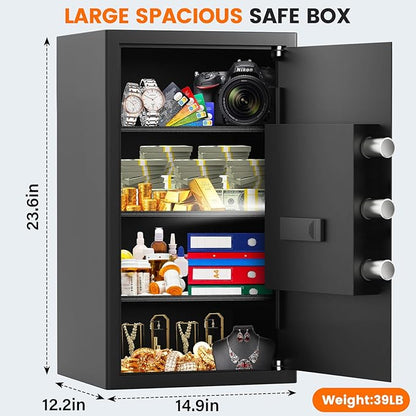 5.2 Cuft Large Fireproof Safe for Home Use, Digital Safe Box with Programmable Keypad, Spare Keys and Alarm System, Anti-Theft Security Safes for Home and Office