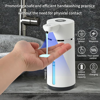 Automatic soap Dispenser,rechargeability touchless Dish Soap Dispenser，4-Level Adjustable，for Kitchen, Bathroom, Hotel, Restaurant (Liquid White)