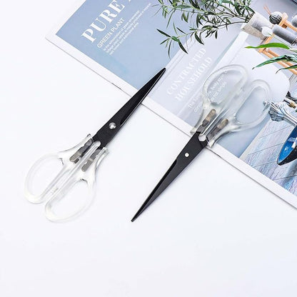 AxeWoodz Black Scissors 6.5 Inch Office Scissors Craft Scissor Stainless Steel Blade with Clear Acrylic Handle All Purpose Shears