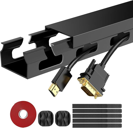 6X15.4 Inch Cable Raceway,Open Slot Cable Management Under Desk Kit with Upgraded Big Hole,Wire Cover and Desk Cable Organizer for Home & Office,Cord Hider Management