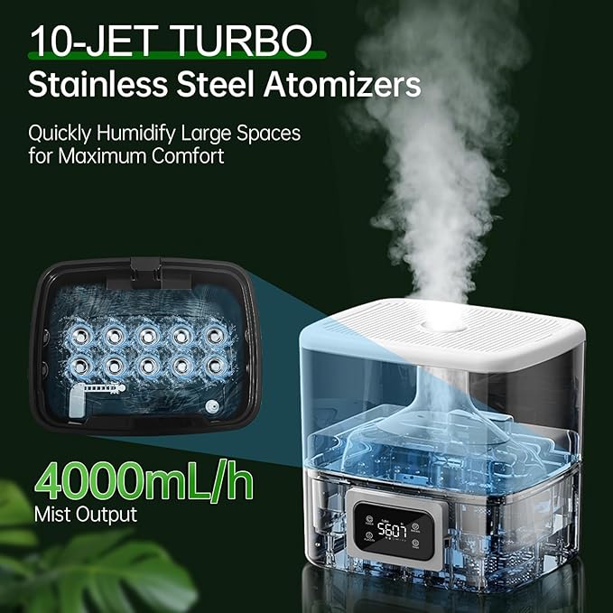 YOKEKON Humidifier Large Room, 30L/7.93Gal Commercial Whole House Humidifier 5000 sq.ft, Top-Fill Humidifiers for home with Extension Tube, Ideal for Plants, Office, Warehouse & Greenhouse