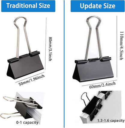 Extra Large Binder Clips 2.4 Inch (20 Pack), Upgrade Big Clips Paper Clamps for Office and Home Supplies, Black