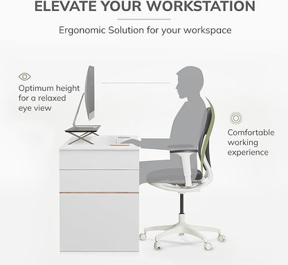 Anji Mountain Monitor Stand - Desktop Organizer & Laptop Riser, Ergonomic Monitor Riser, Space-Saving Monitor Stand for Desk, Durable Construction, Easy Assembly, Ideal for Home & Office,Black