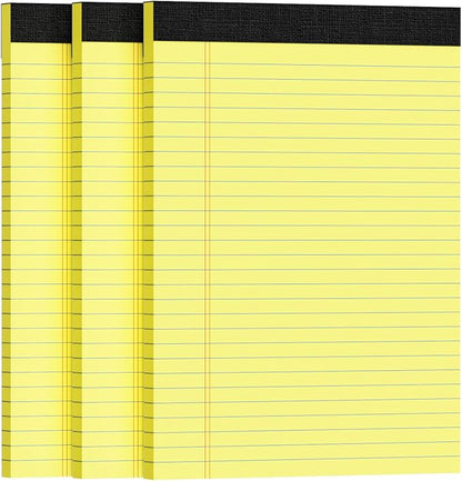 3pcs Legal Pads 8.5 x 11, Notepads 8.5 x 11 College Ruled Notebook, Writing Pads of Paper,Yellow Note Pads, Memo Pad Papers Perforate Legal Notepads Narrow Ruled Line,30 Sheets/Pack