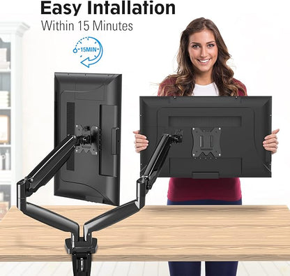 MOUNTUP Dual Monitor Mount for 2 Max 35 inch Ultrawide Screens, Hold 6.6-30.9lbs, Full Motion Gas Spring Monitor Desk Arm, Heavy Duty Dual Monitor Stand for Desk, VESA Bracket with Clamp/Grommet Base
