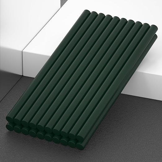 20-Pack Dark Green Hot Melt Glue Sticks, 0.43″ Dia × 8″ Long – Multi-Purpose Adhesive for Crafting, Woodworking, Decoration & Repair