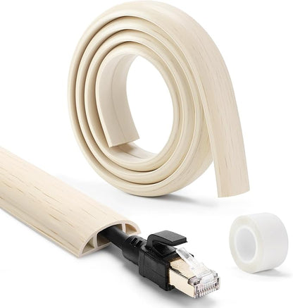 Floor Cord Cover 6ft, Cord Hider Floor Beige Maple Wood, Floor Cable Management Prevent Cable Trips, Floor Cable Cover Wire Covers for Electric Power Cords, Cord Protector Cord Cavity W0.47in H0.28in