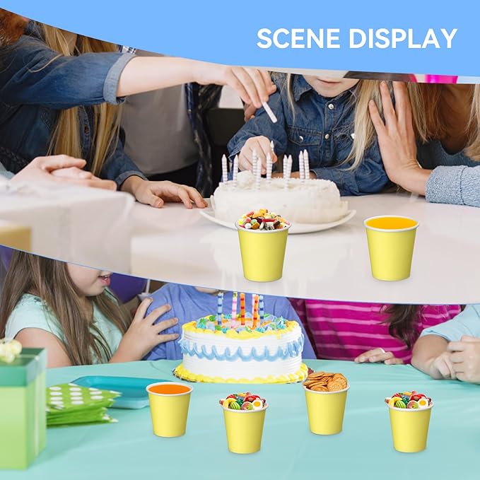 300 Pack 3oz Yellow Paper Cups,Mouthwash Cups, Disposable Bathroom Cups,Small Paper Cups 3oz Ideal for Bathroom,Supermarket,Birthday Party,Picnic and BBQ