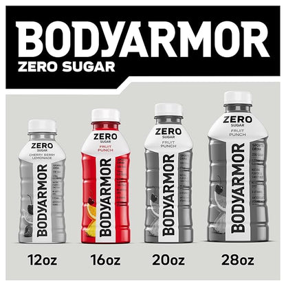 BODYARMOR ZERO Sugar Fruit Punch, Sugar Free Sports Drink - Low-Calorie Hydration - Natural Flavors with Potassium Packed Electrolytes, Antioxidants, and B-vitamins, 16 fl oz (pack of 12)