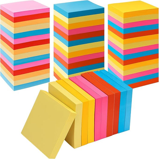 Eaasty 12000 Sheets, 120 Pack Sticky Notes 3x3 Inch Bright Colors Self Stick Pads Bulk 5 Bright Colors 100 Sheets/pad Colorful Post Stickies for Walls Doors Windows Notebook Office Home School Meeting