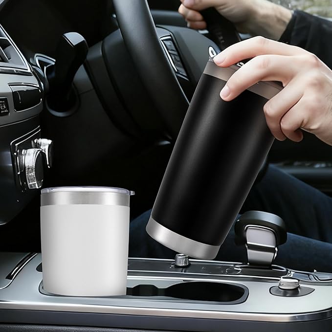 20 oz Tumbler with Lid Stainless Steel Insulated Tumblers Double Wall Vacuum Coffee Mug Powder Coated Tumbler Cups for Cold and Hot Drinks, Black, 1 pack