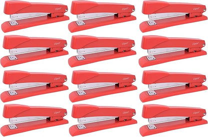 Clipco Stapler with 2000 Staples Full Desk Size Red (12-Pack)