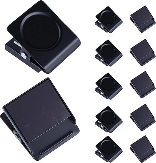 Magnetic Clips 1.5 inch, 12 Pack Heavy Duty Magnet Metal Clips for Hanging, Strong Magnet Clips for Whiteboard, Fridge, Classroom, Refrigerator, Black