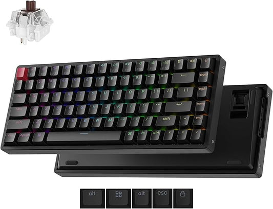 Keychron K2 75% Layout QMK Wireless and Wired Mechanical Keyboard Super Brown Switch, RGB Backlight Aluminum Frame with Shine-Through Double-Shot PBT Keycaps for Mac Windows-Version 3