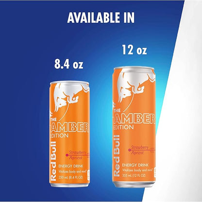 Red Bull Amber Edition Strawberry Apricot Energy Drink, 8.4 Fl Oz, 4 Cans (Pack of 4)