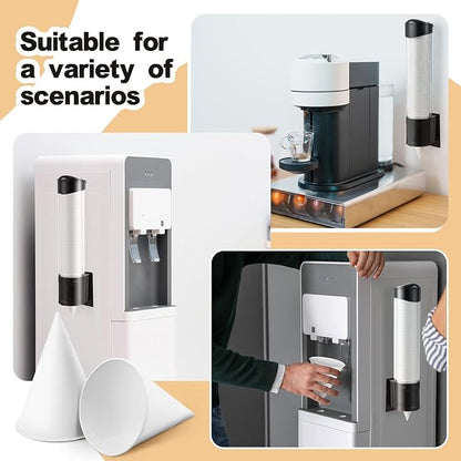 Roshtia 1000 Pcs 4 oz Snow Cone Cups Paper Thicken Disposable with 1 Cups Dispenser Pull Type Wall Mount Cup Holder Paper for Restaurants, Home, and Office, and Shaved Ice, Cold (White)