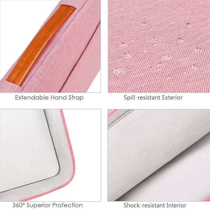 Lacdo 360° Protective Laptop Sleeve Case for 13 inch New MacBook Air M4 A3240 2025, M3 A3113, M2 A2681, M1 A2337 | 13" MacBook Pro M2/M1 A2338 A2251 | 13" iPad Pro M5 / iPad Air M3 Computer Bag, Peach