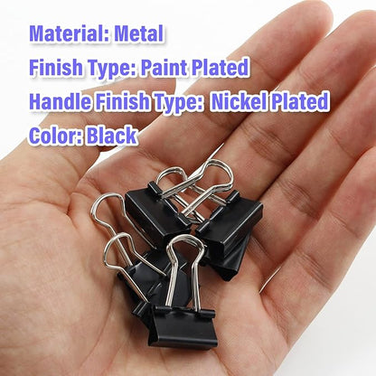 40 Pack Small Binder Clips - 3/4 Inch / 19mm Black Metal Paper Clamps for Office, School, Home, DIY, Business - File Clips, Teacher Supplies