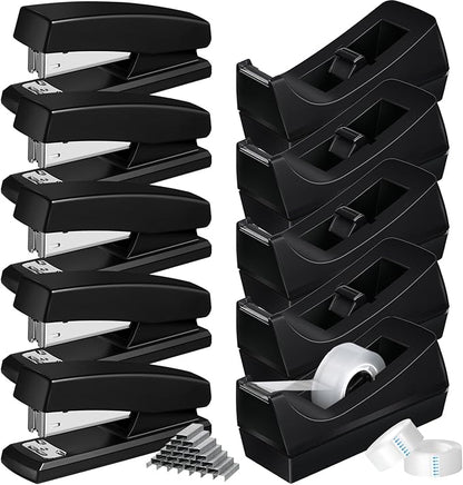 10 Pcs Tape Dispenser Staplers for Desk with Staples and White Tapes 25 Sheet Capacity School Office Stapler