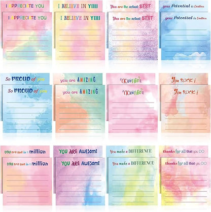 Yinder 12 Pcs Employee Appreciation Sticky Notes Xmas Gift Bulk Motivation Note Pads Mini Inspirational Note Gift for Teacher Nurse Staff Coworker Office Supply 3 x 3'' (Appreciation,Watercolor)