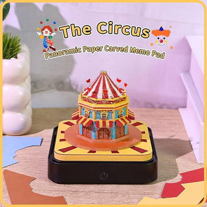 3D Calendar 2026 Time Piece Calendar 3D Memo Pad Tear Away Carving Art Notepad Paper Sculpture Artwork for Sticky Note Record DIY Christmas Gift Office Desktop Decoration-Circus