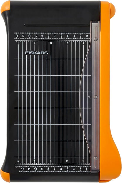 Fiskars Recycled Bypass Guillotine Paper Cutter - 9" Cut Length - Craft Paper, Cardstock and Photo Trimmer - Suitable for Traveling - Self-Sharpening Blade